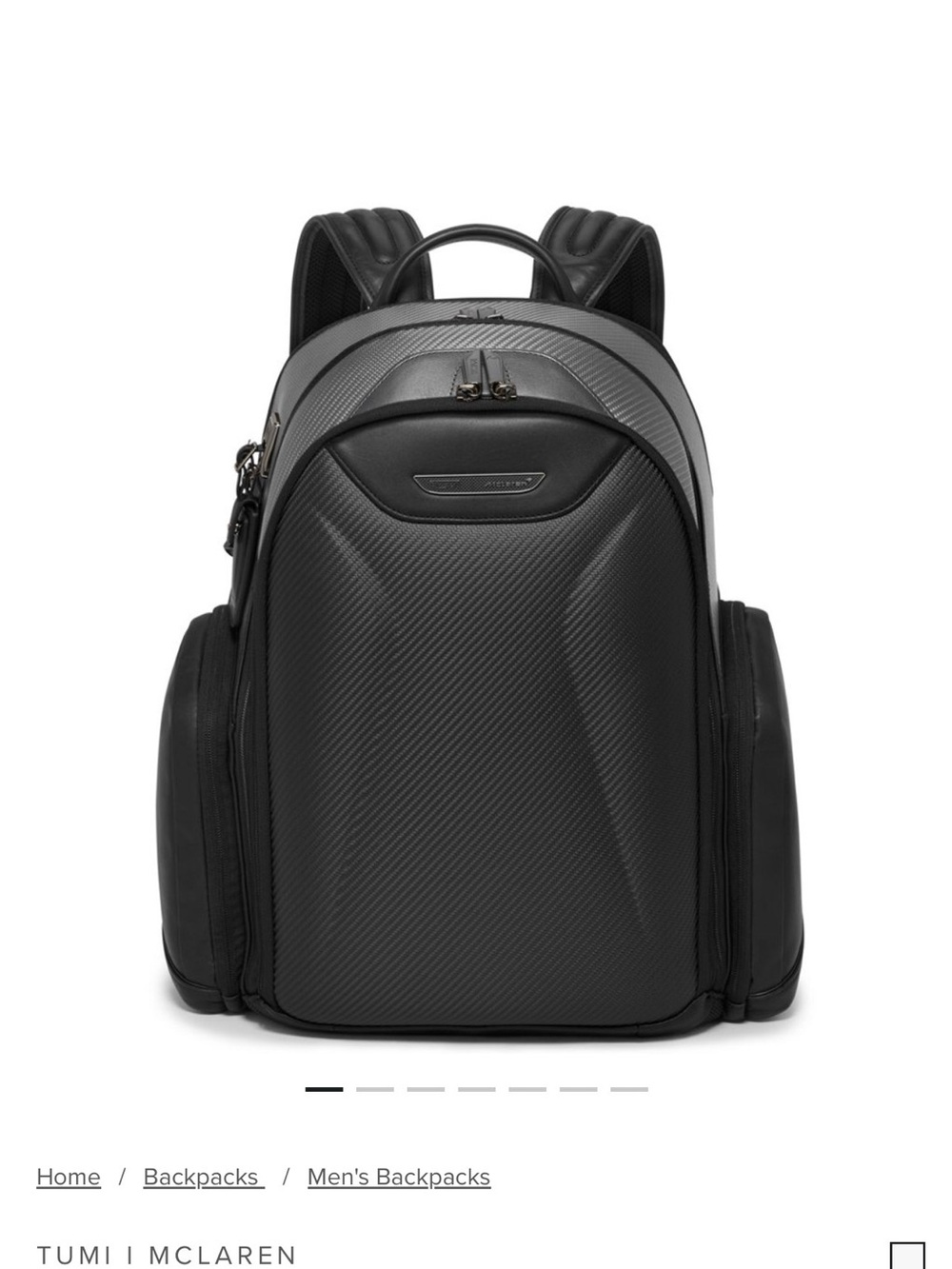 Tumi McLaren Paddock Backpack with CX6 carbon fiber; $2,195 retail